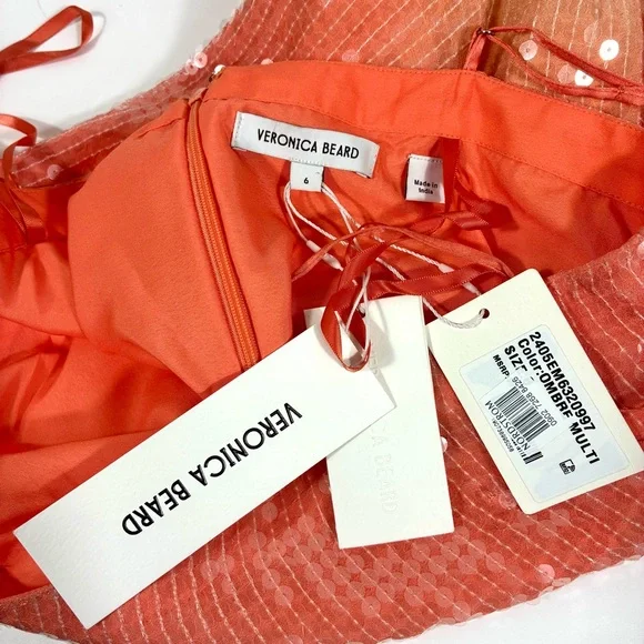 Veronica Beard Leda Sequin Midi Dress Ombre Multi 4 6 NWT Gradient Column Glam - Picture 8 of 17